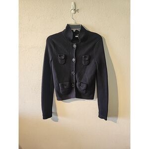 J. Crew Vintage Y2K Black Shawl Wool Button Sweater Cardigan Size Small S pocket